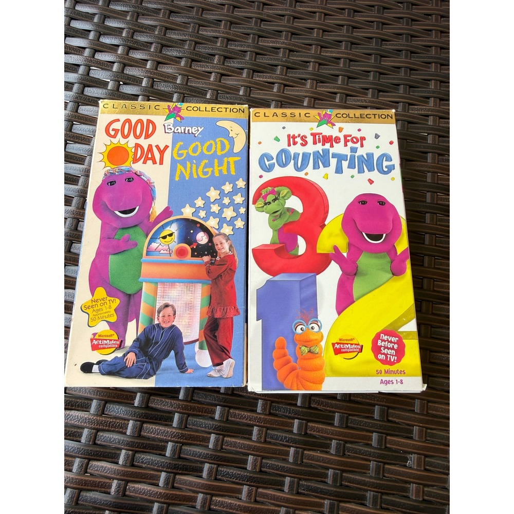 Barney‎ Classic Collection VHS Lot Good Day Good Night & It's Time For Counting